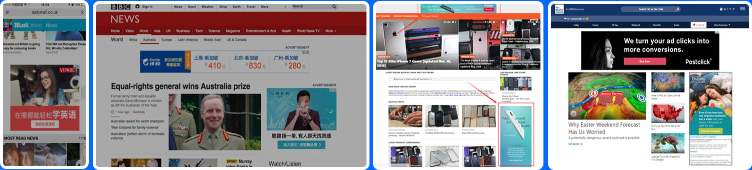 Google展示广告（Google Display Ads）展示位置示例
